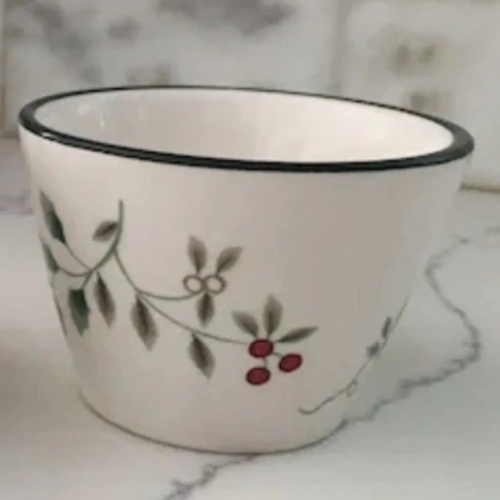 Pfaltzgraff Winterberry 3.5” Sauce Bowls Christmas White Holly Berry Lot of 2